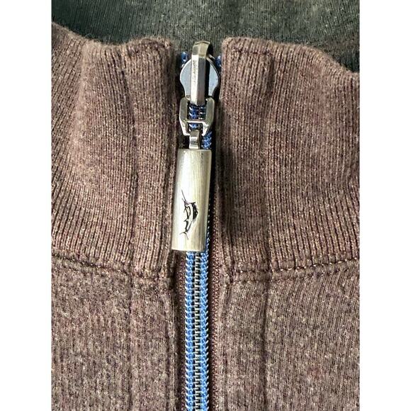 Tommy Bahama Sweater Mens Large Long Sleeve Pullover Reversible 1/4 Zip Brown​ - Picture 3 of 10
